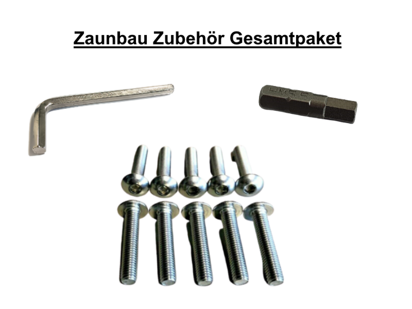 1x Inbusschlüssel / 1x Bit /  M8x40 Schraube Doppelstabmattenzaun Pfosten Befestigung 10 Stck.